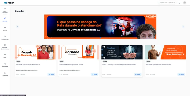 Jornada de aprendizagem gamificada com trilhas, progresso e pontuação em um LMS Graphis